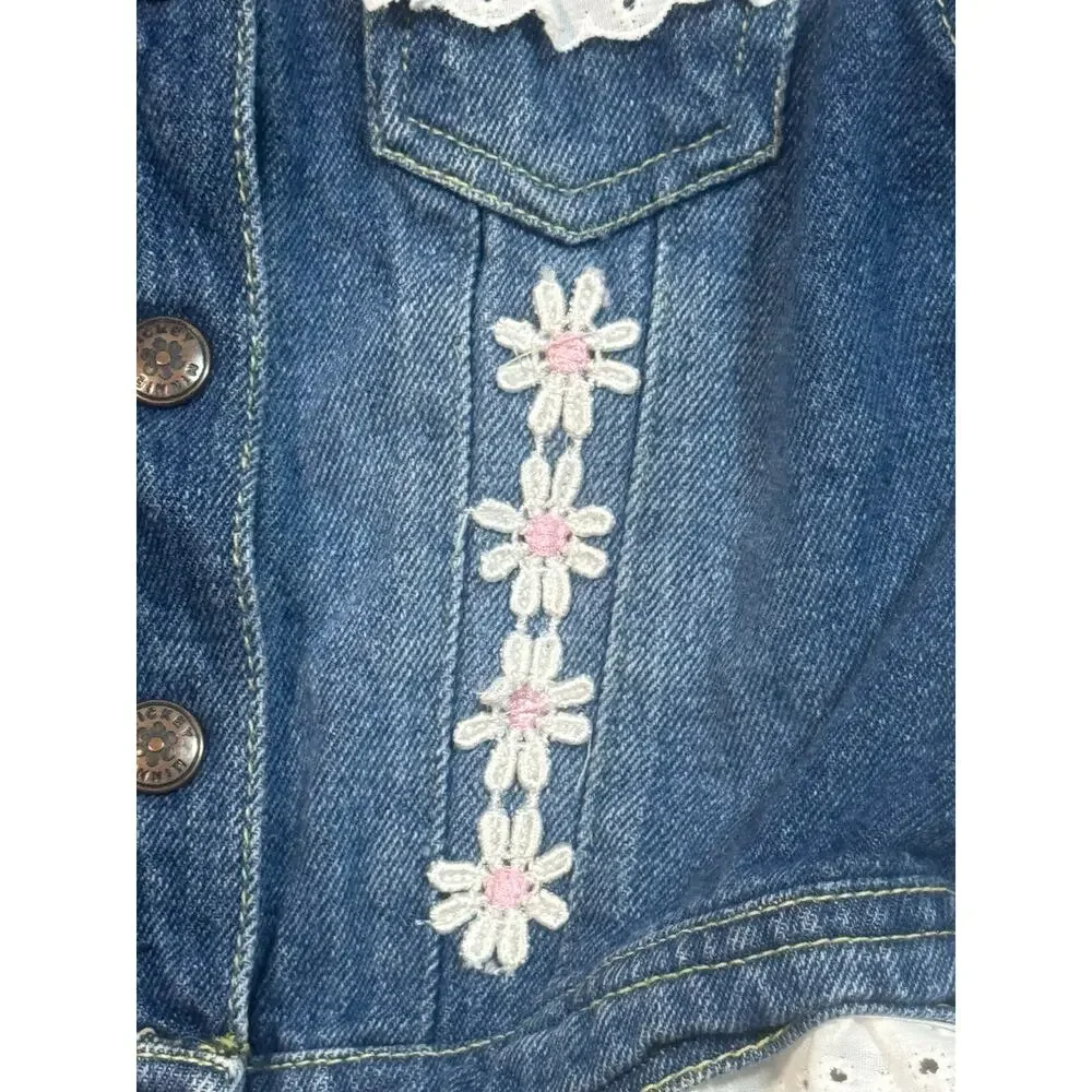 Vintage 90s Original Mickey Disney Denim Jean Jacket Baby Girl Toddler 24 Months